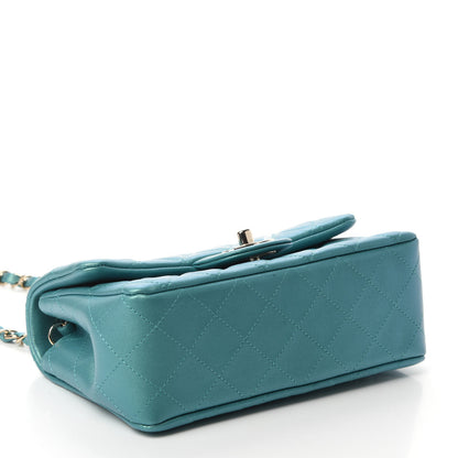 Chanel Iridescent Calfskin Quilted Mini Rectangular Flap Green 4 of 9