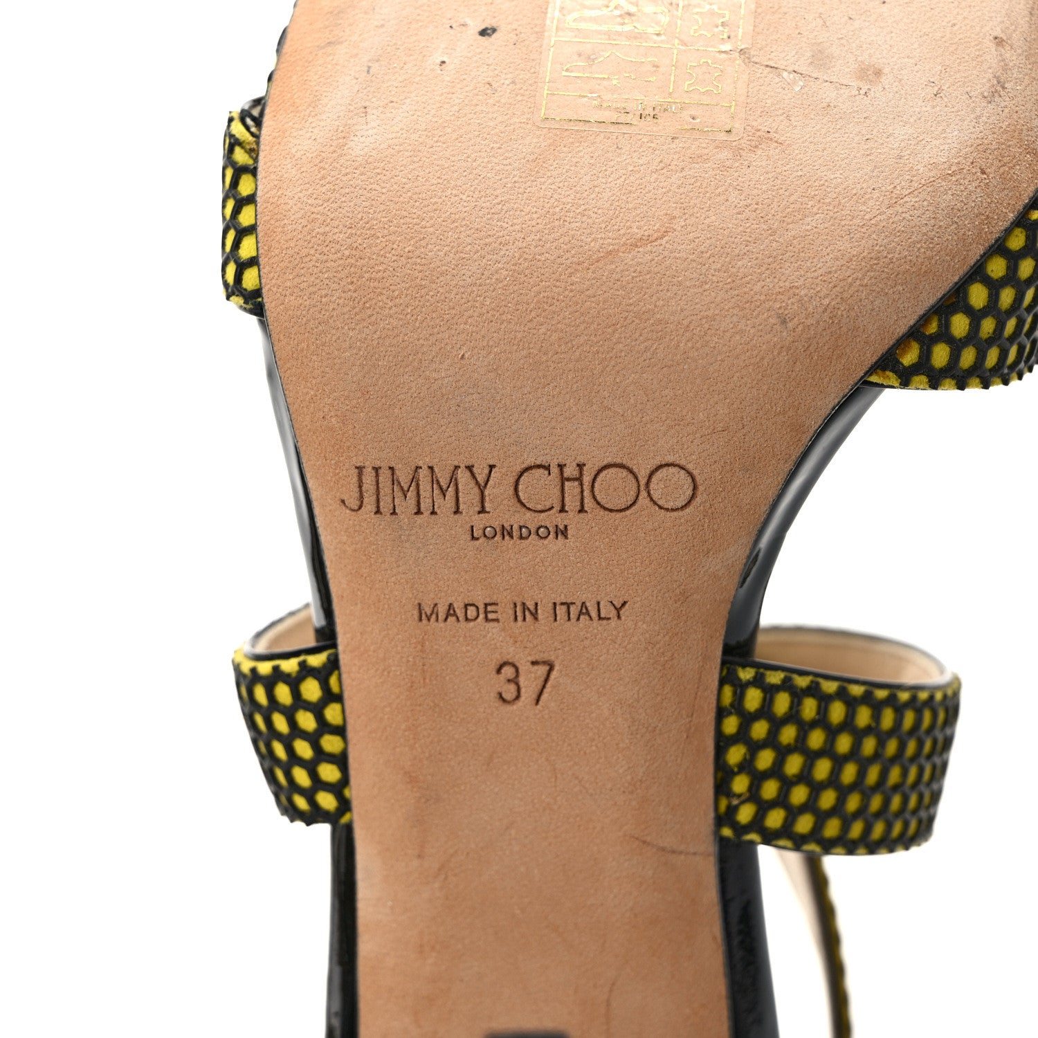 Jimmy Choo Suede Honeycomb Crisscross Sandals 37 Acid Yellow 6 of 7