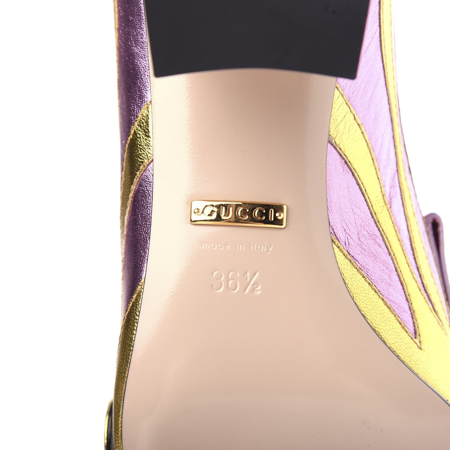 Metallic Nappa Inlay GG Marmont Fringe 50mm Loafer Pumps 36.5 Oro Vecchio Rosa