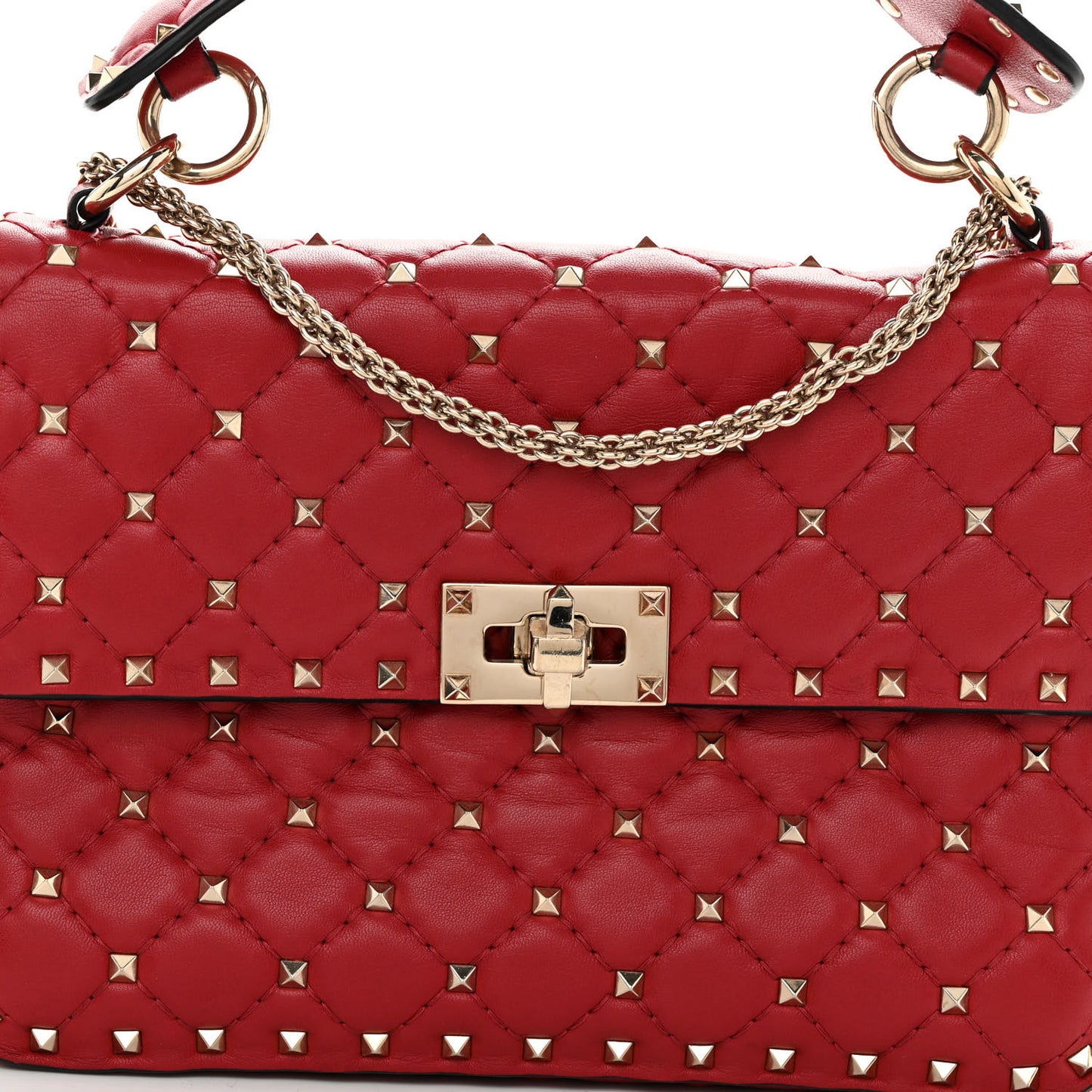 Nappa Medium Rockstud Spike Shoulder Bag Rosso Valentino
