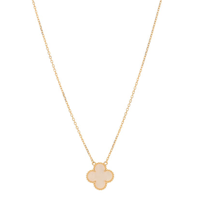 Van Cleef & Arpels 18K Yellow Gold Mother of Pearl Vintage Alhambra Pendant Necklace 1 of 4