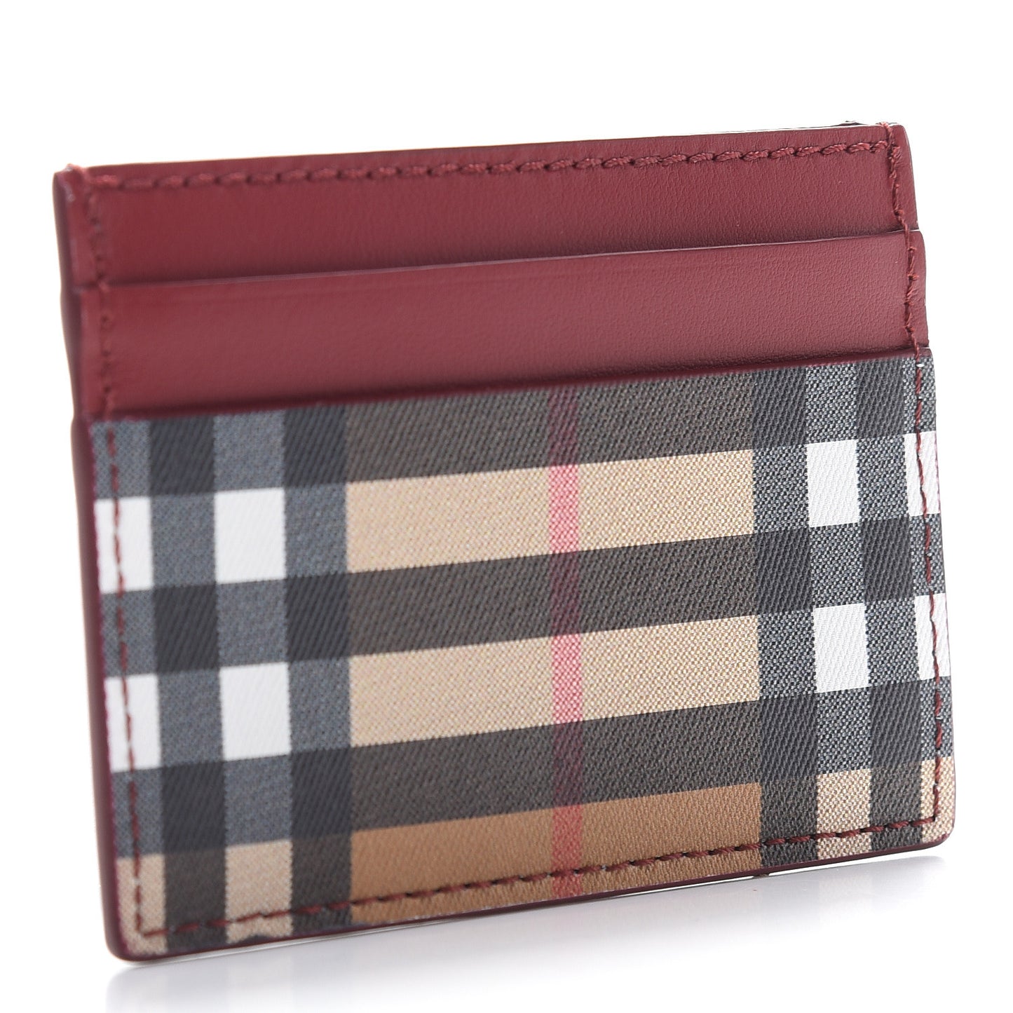 Smooth Calfskin Vintage Check Sandon Card Case Crimson