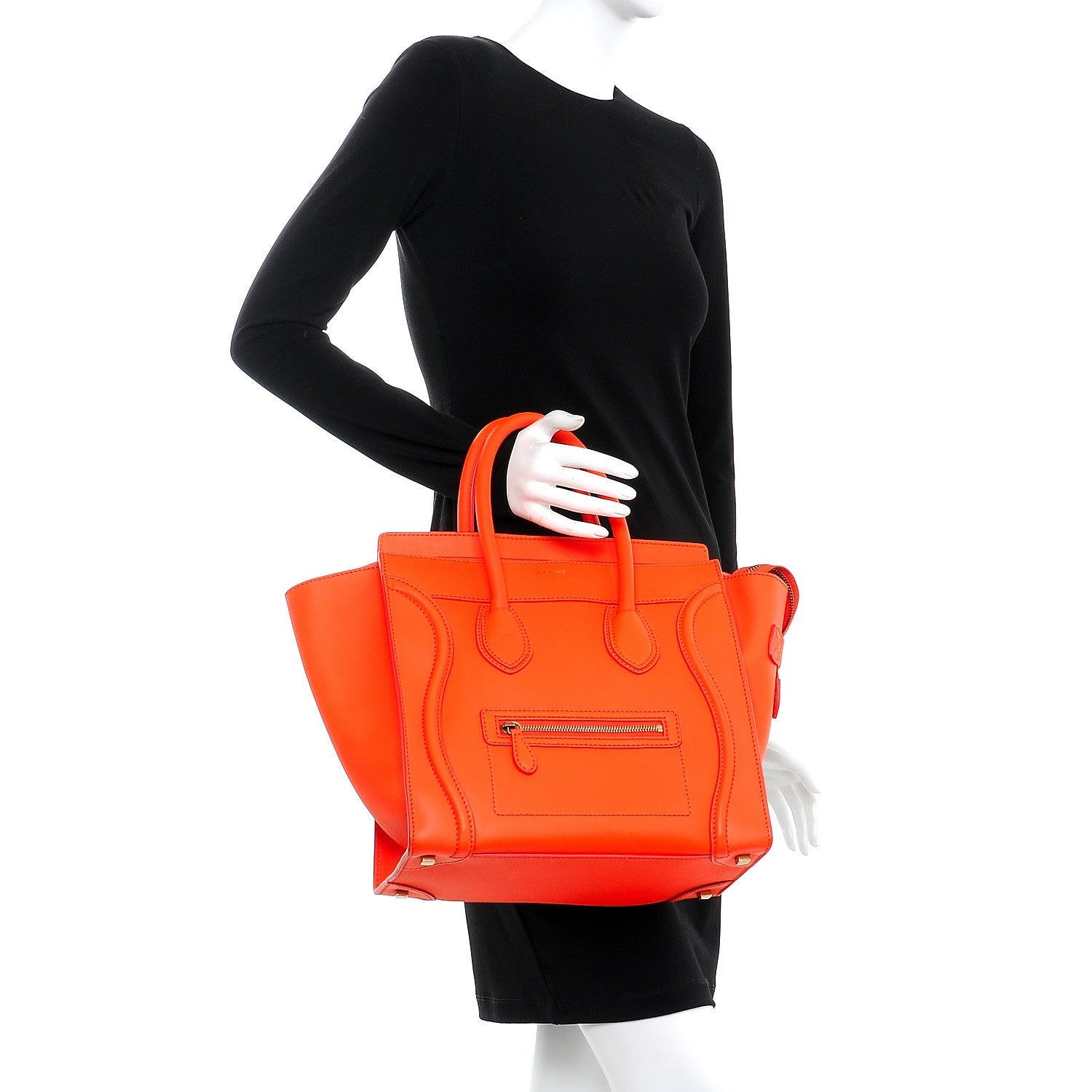 Celine Smooth Calfskin Mini Luggage Bright Orange 2 of 10