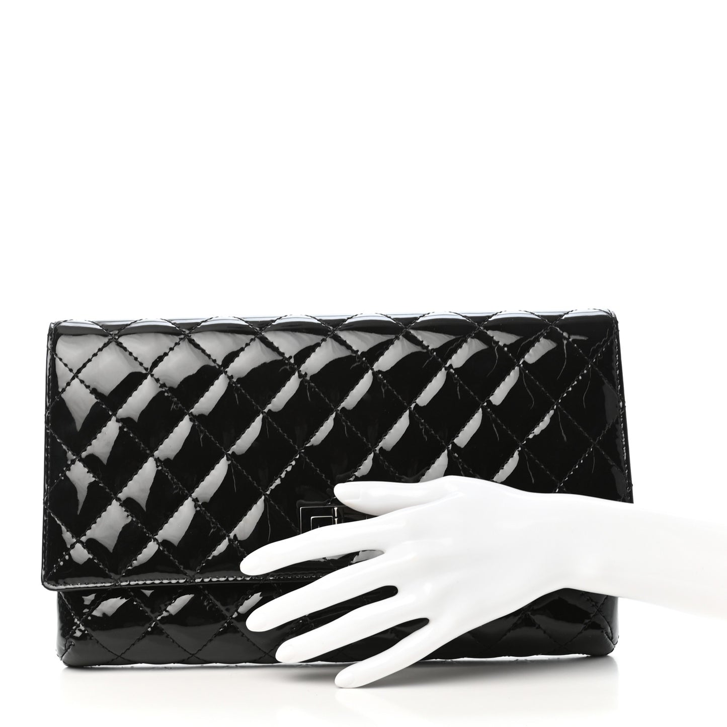 Patent Calfskin Quilted Reissue 2.55 Clutch So Black