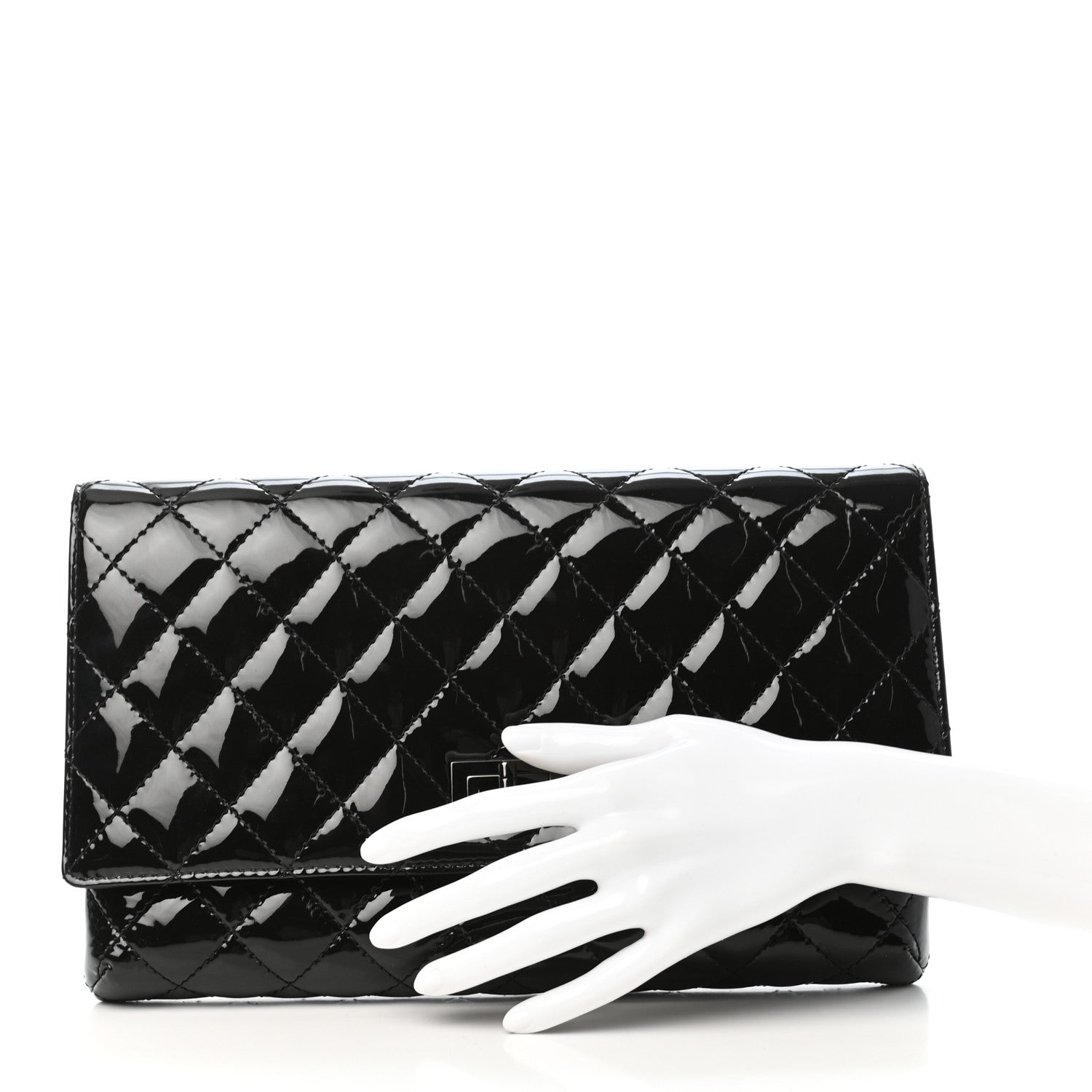Chanel Patent Calfskin Quilted Reissue 2.55 Clutch So Black 2 of 8