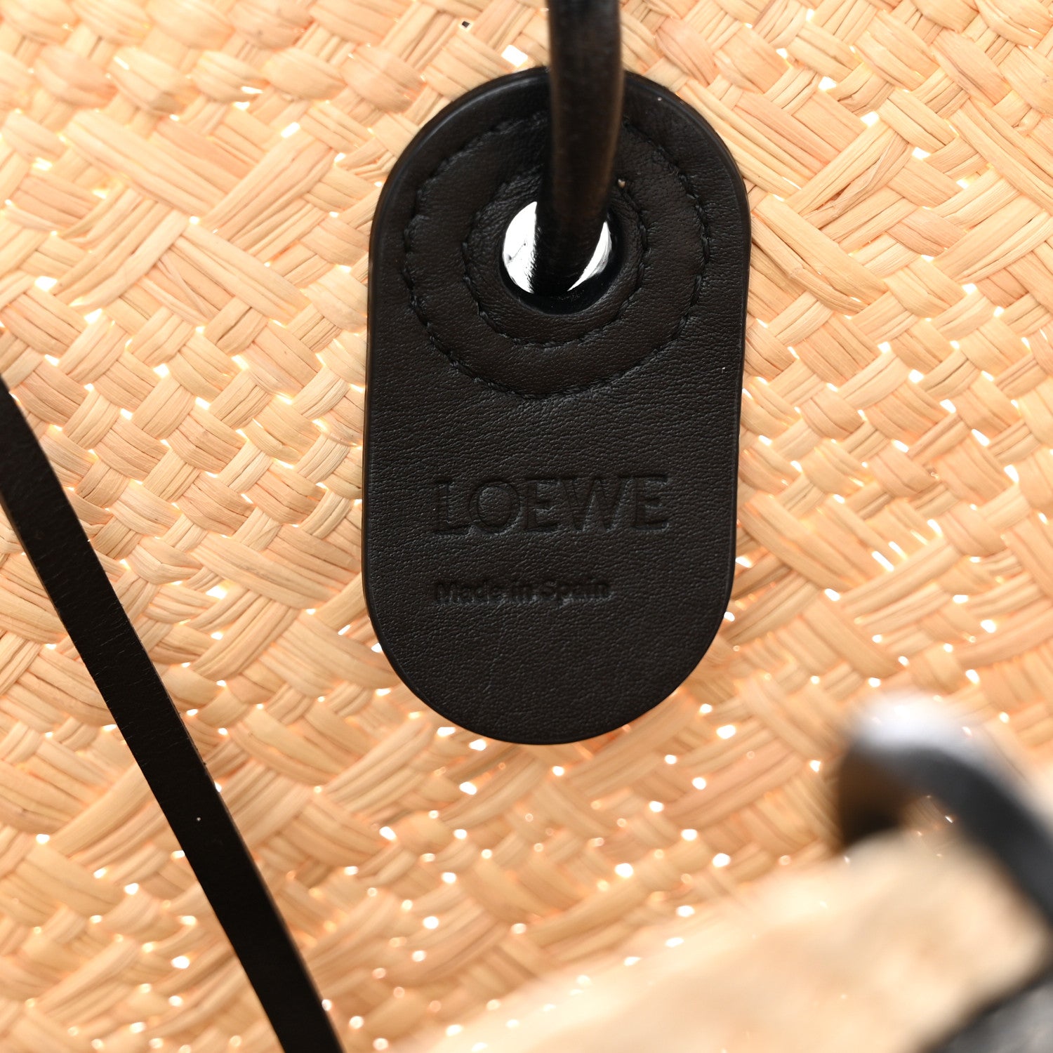 Loewe Calfskin Raffia Paulas Ibiza Small Anagram Basket Tote Bag Natural Black 7 of 11