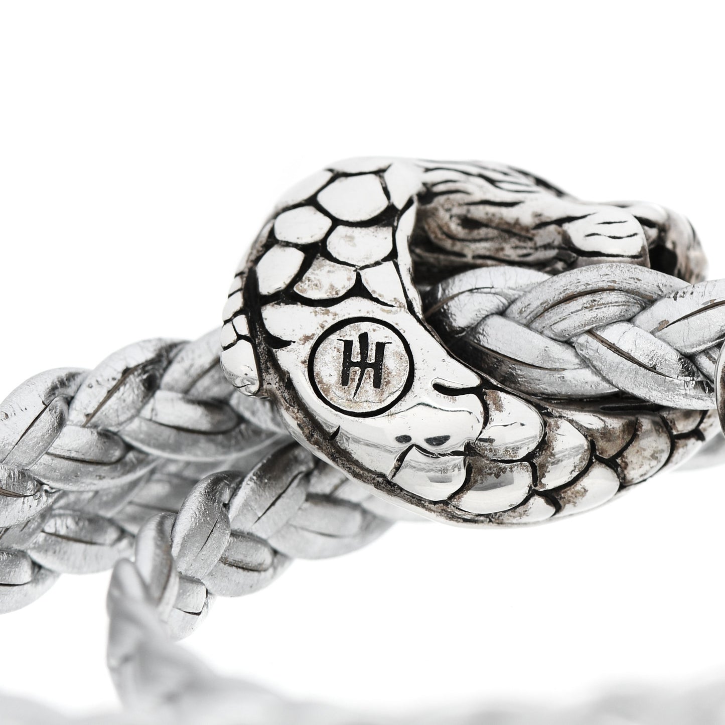 Sterling Silver Leather Naga Dragon Triple Wrap Bracelet Silver