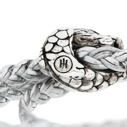John Hardy Sterling Silver Leather Naga Dragon Triple Wrap Bracelet Silver 4 of 5