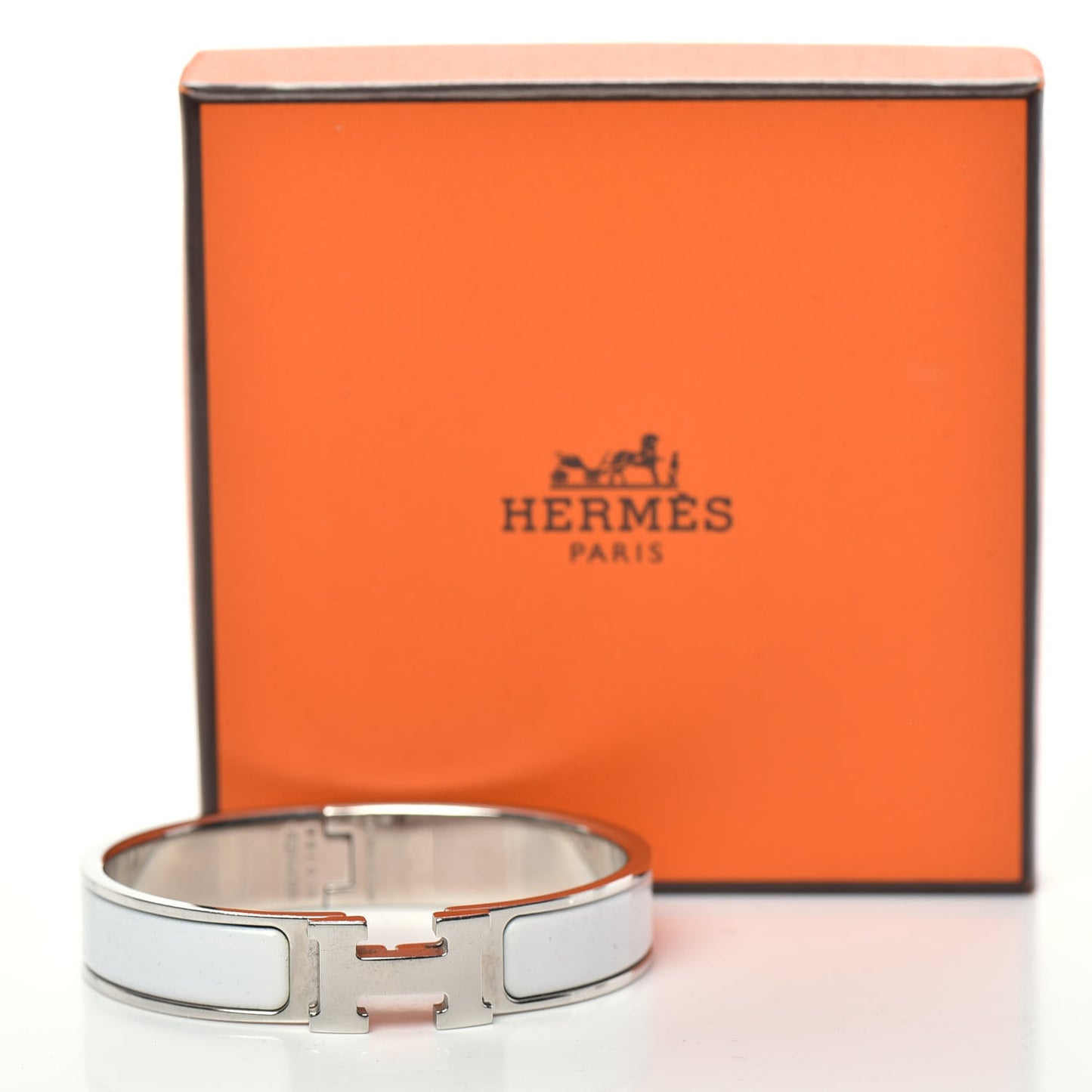 Enamel Narrow Clic Clac H Bracelet PM White