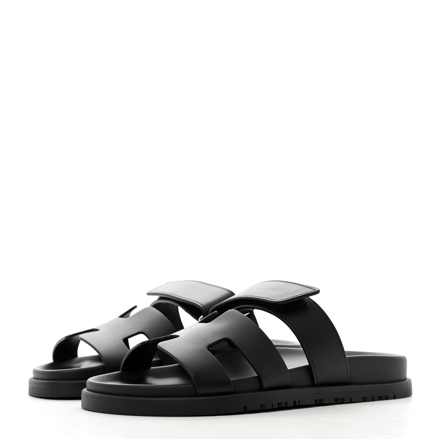 Hermes Calfskin Womens Chypre Sandals 36.5 Black 3 of 9