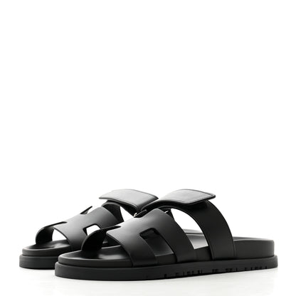 Hermes Calfskin Womens Chypre Sandals 36.5 Black 3 of 9