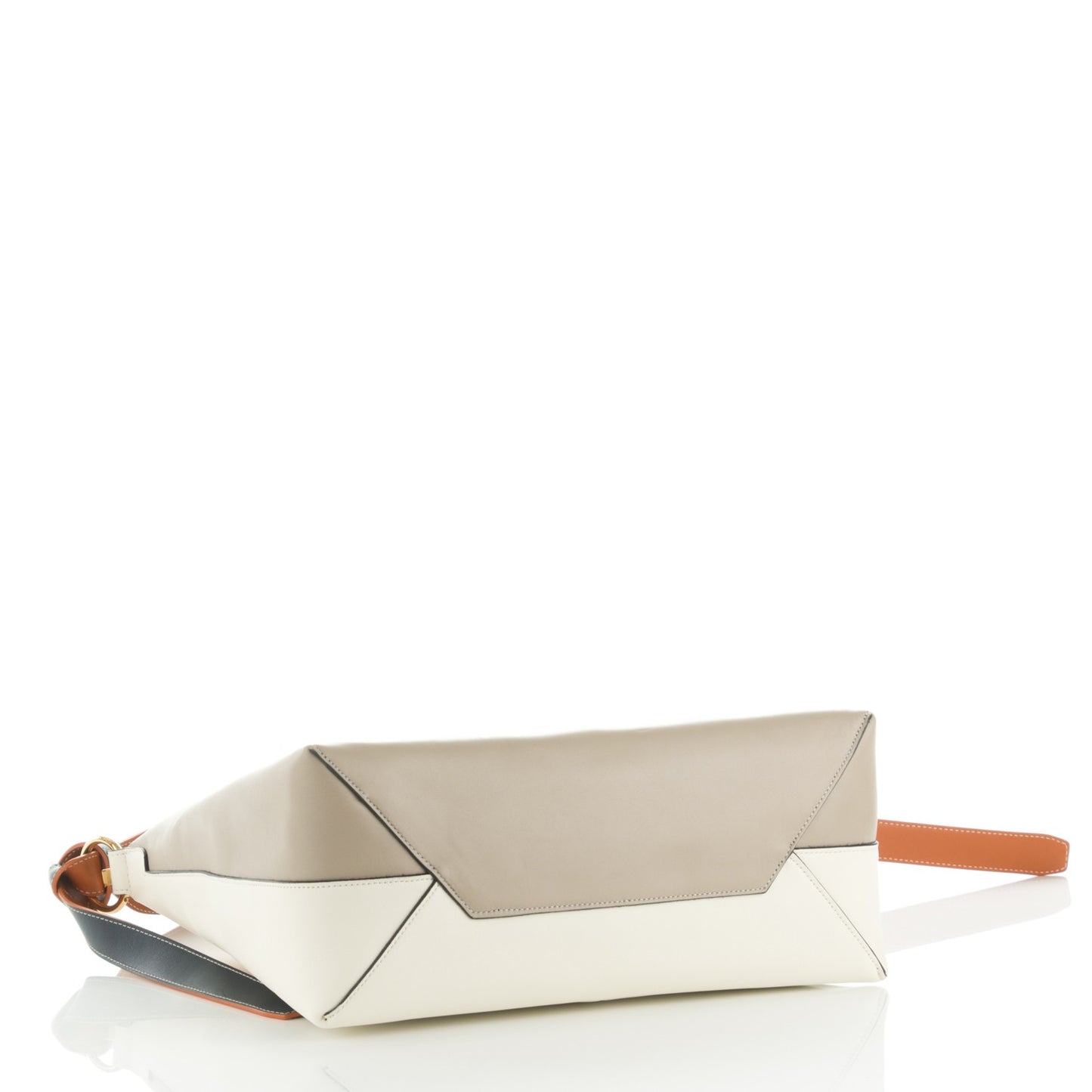Shiny Smooth Calfskin Zipped Twisted Cabas Beige White