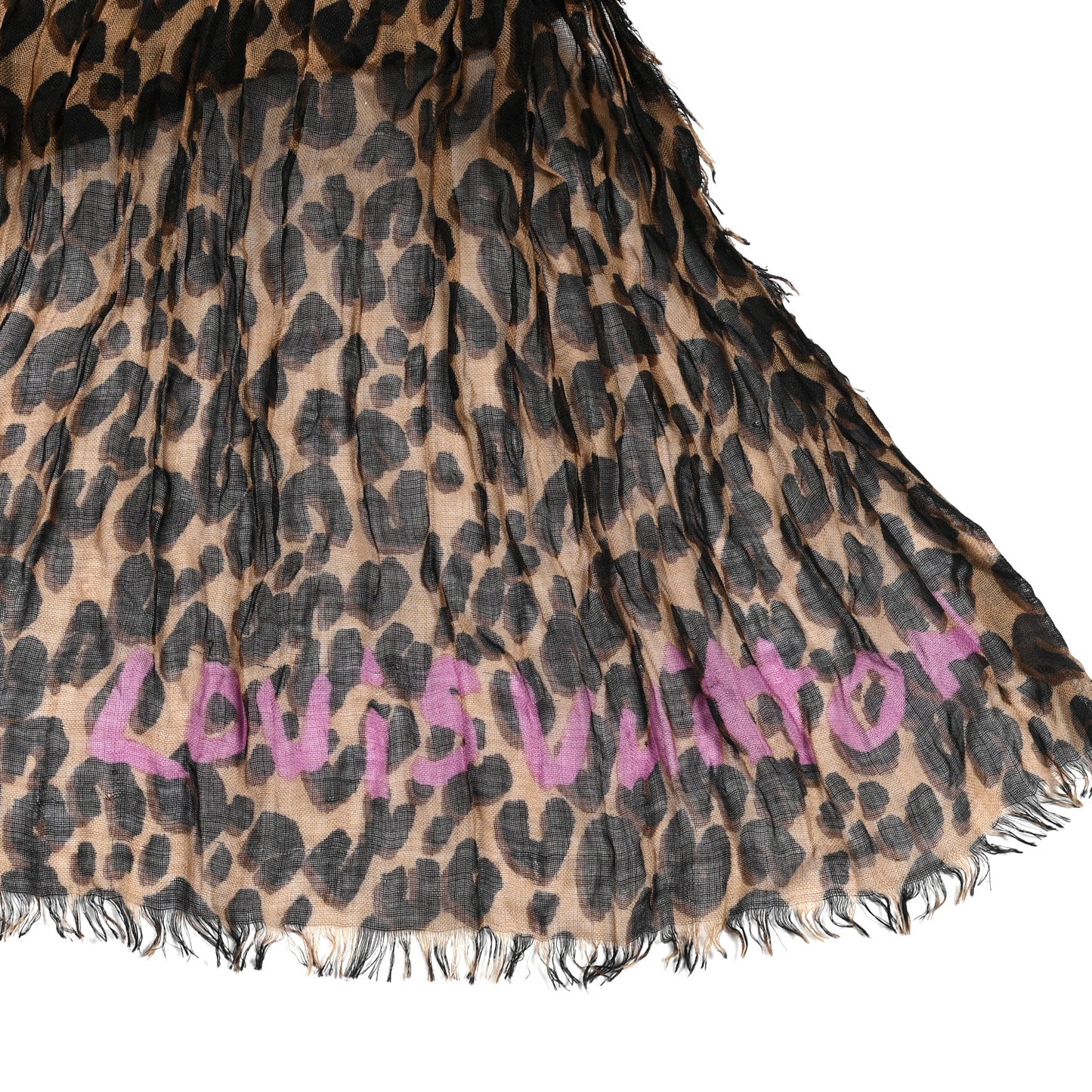 Cashmere Silk Leopard Etole Stole Marron