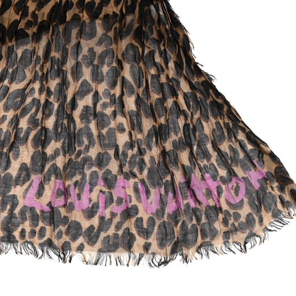 Louis Vuitton Cashmere Silk Leopard Etole Stole Marron 4 of 5