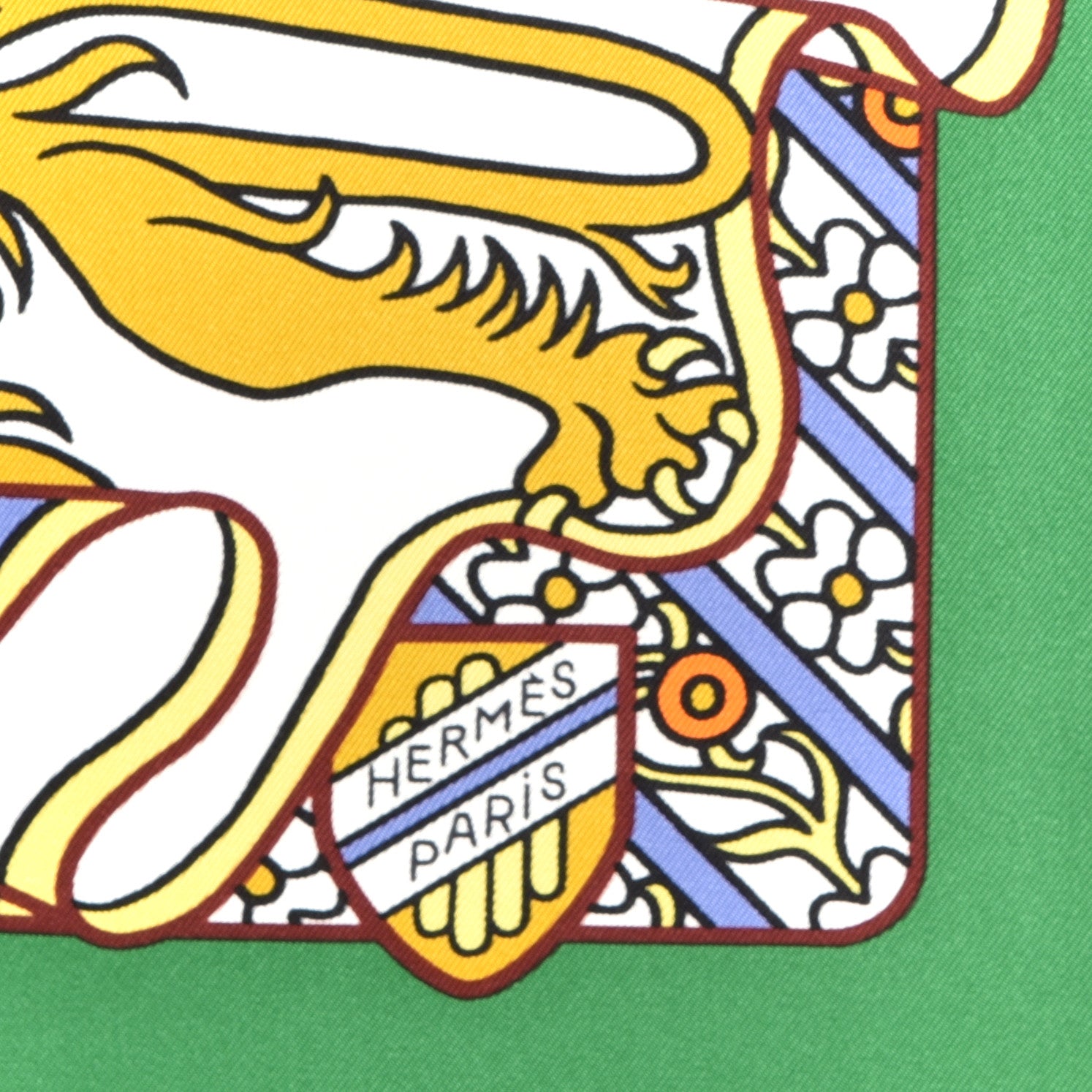 Hermes Silk Duels Oniriques Scarf 90 Emeraude Bleu Vif 2 of 3