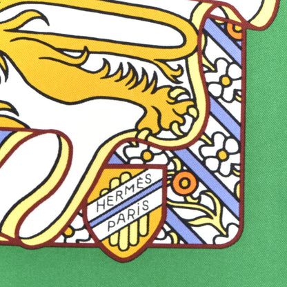 Hermes Silk Duels Oniriques Scarf 90 Emeraude Bleu Vif 2 of 3