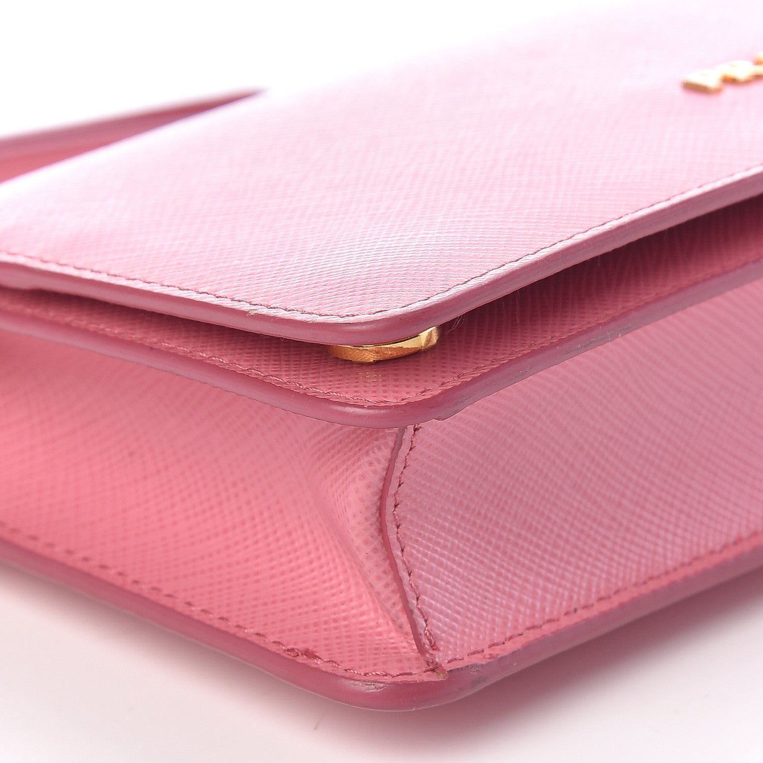 Prada Saffiano Metal Phone Wristlet Crossbody Wallet Begonia 8 of 9
