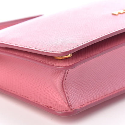 Prada Saffiano Metal Phone Wristlet Crossbody Wallet Begonia 8 of 9