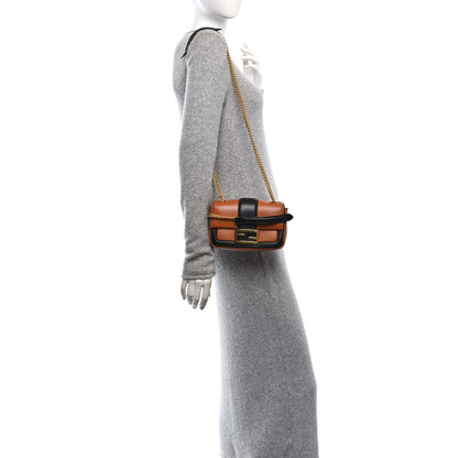 Fendi Nappa Apolo Bi-Color Mini Chain Baguette Brandy Black 2 of 10