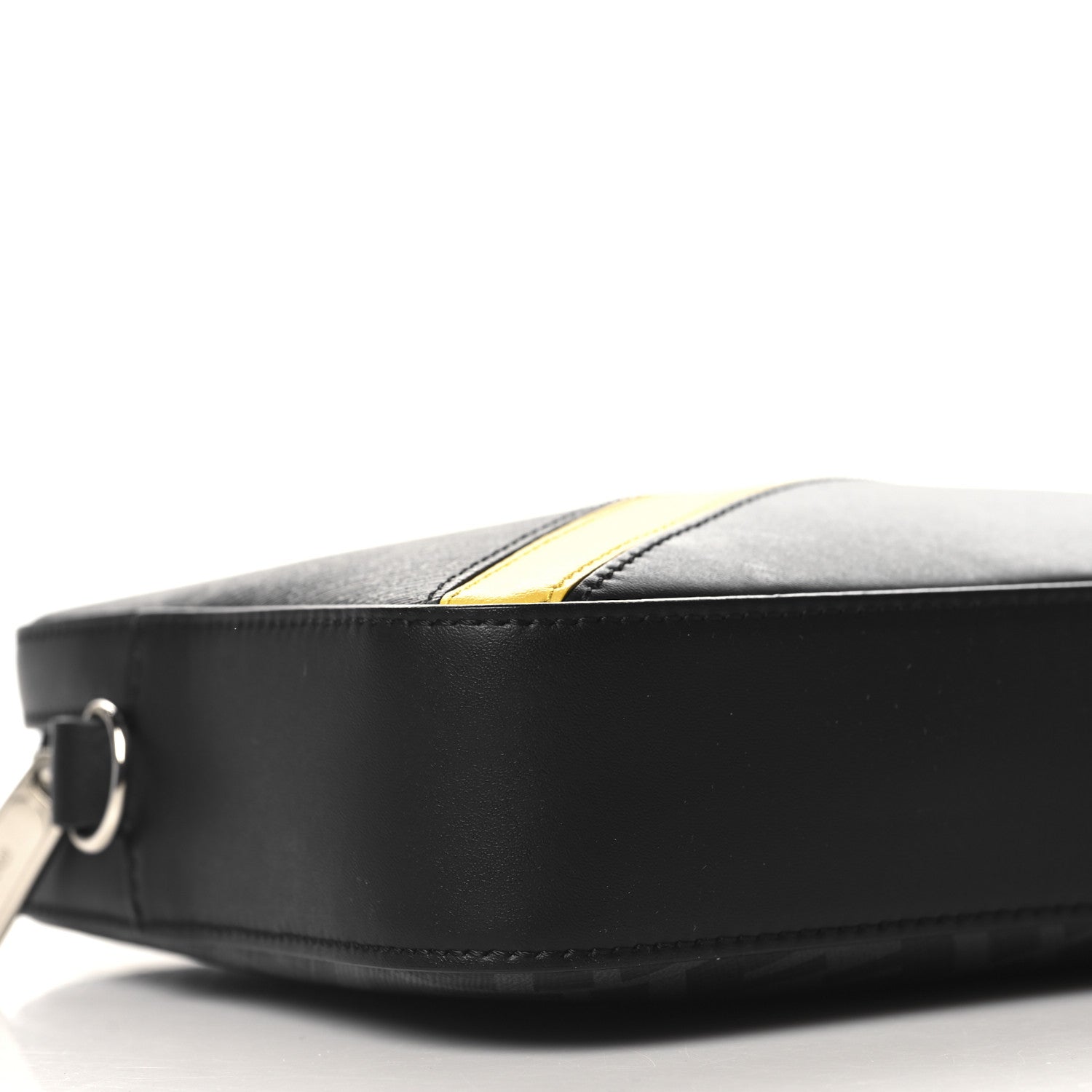 Fendi Glazed Fabric Vitello Liberty FF 1974 Diagonal Medium Camera Case Black Sunflower 9 of 10