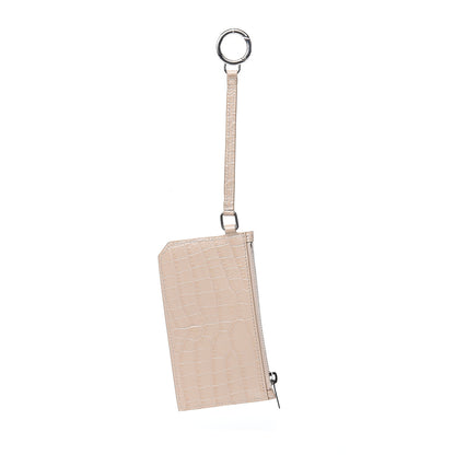 Saint Laurent Calfskin Crocodile Embossed 5 Fragments Zip Pouch Card Holder Beige 4 of 9