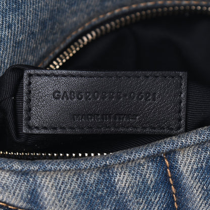 Saint Laurent Denim Quilted Toy Loulou Puffer Monogram Chain Satchel Blue Black 7 of 9