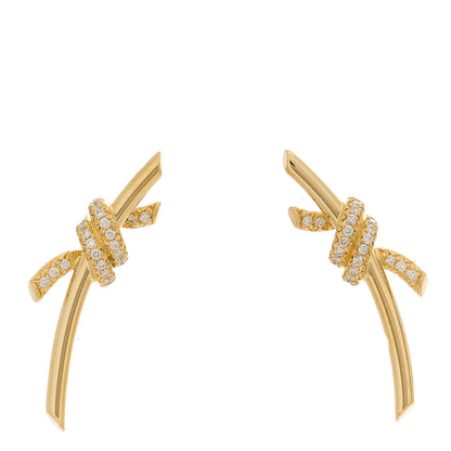 Tiffany 18K Yellow Gold Diamond Tiffany Knot Earrings 1 of 4
