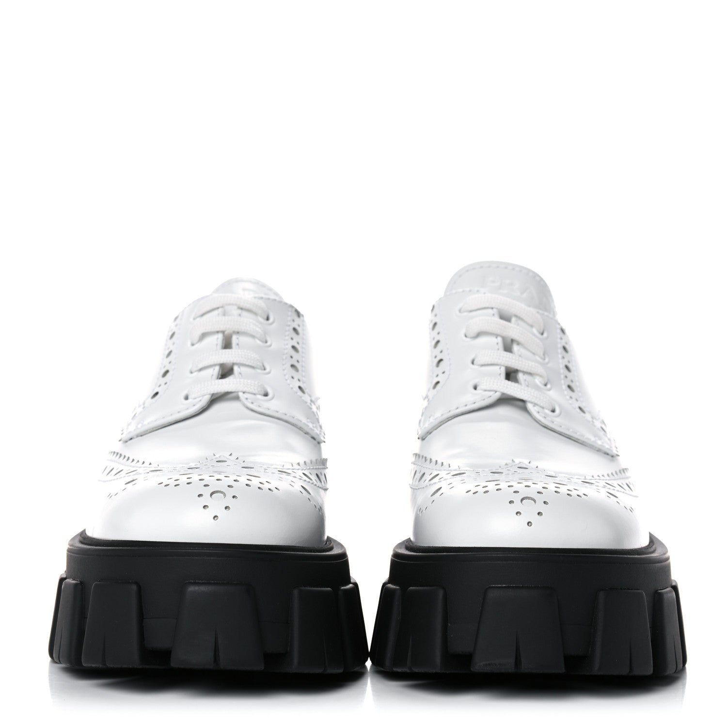 Prada Spazzolato Rois Brogue Monolith 55mm Derby Loafers 37.5 White 2 of 11