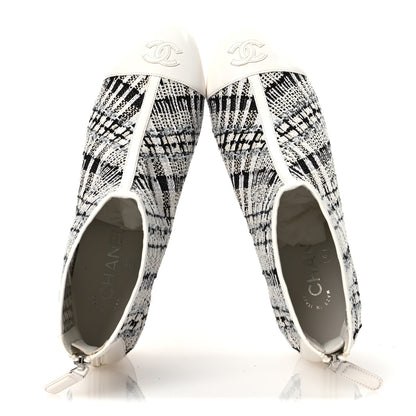 Chanel Tweed Lambskin Cap Toe CC Short Boots 38.5 White Black 2 of 12