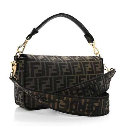 Fendi Fabric Jacquard FF 1974 Medium Baguette Tobacco Moro Black 3 of 10