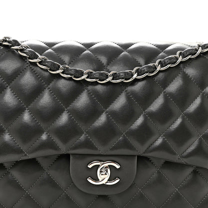 Chanel Lambskin Quilted Jumbo Double Flap Dark Grey 8 of 10
