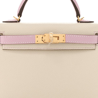 Hermes Epsom Horseshoe Mini Kelly Sellier 20 Craie Mauve Sylvestre 9 of 16