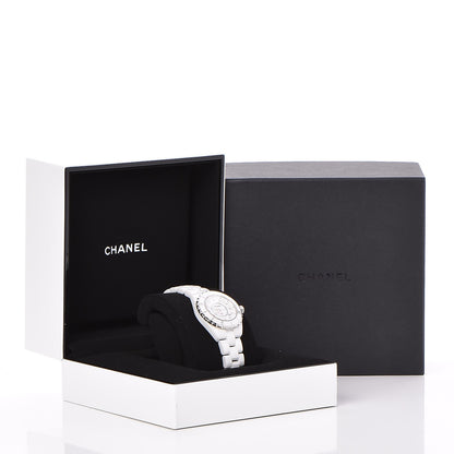 Chanel Stainless Steel Ceramic Diamond 33mm J12 Quartz Watch White 7 of 7