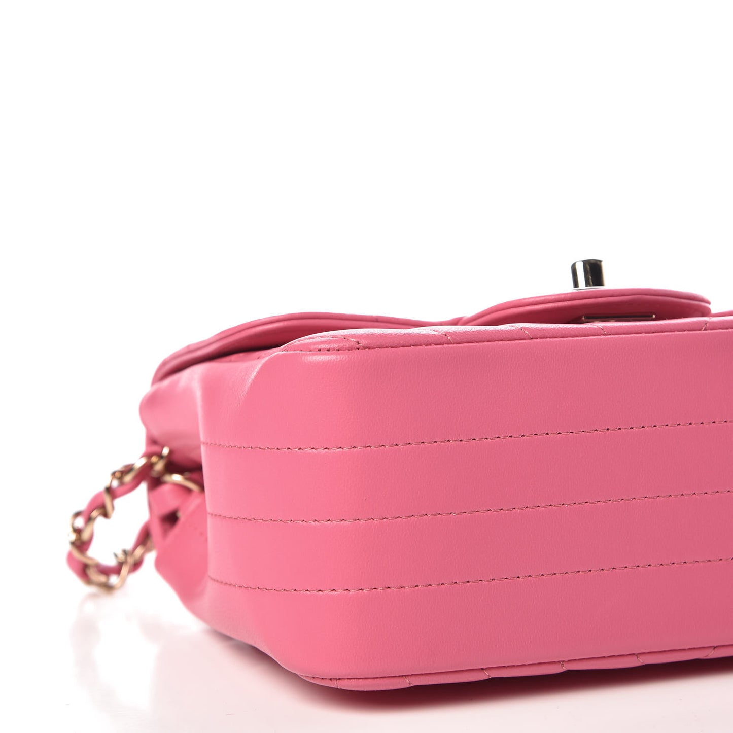 Lambskin Chevron Quilted Mini Square Flap PInk