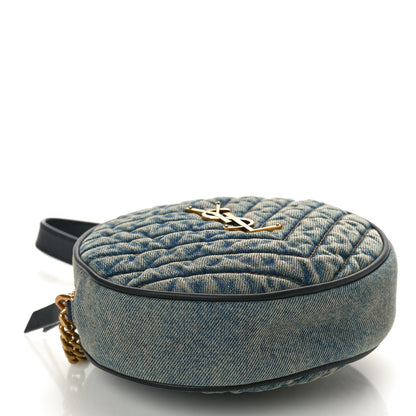 Saint Laurent Denim Quilted Monogram Round Crossbody Bag Rodeo Blue 4 of 11
