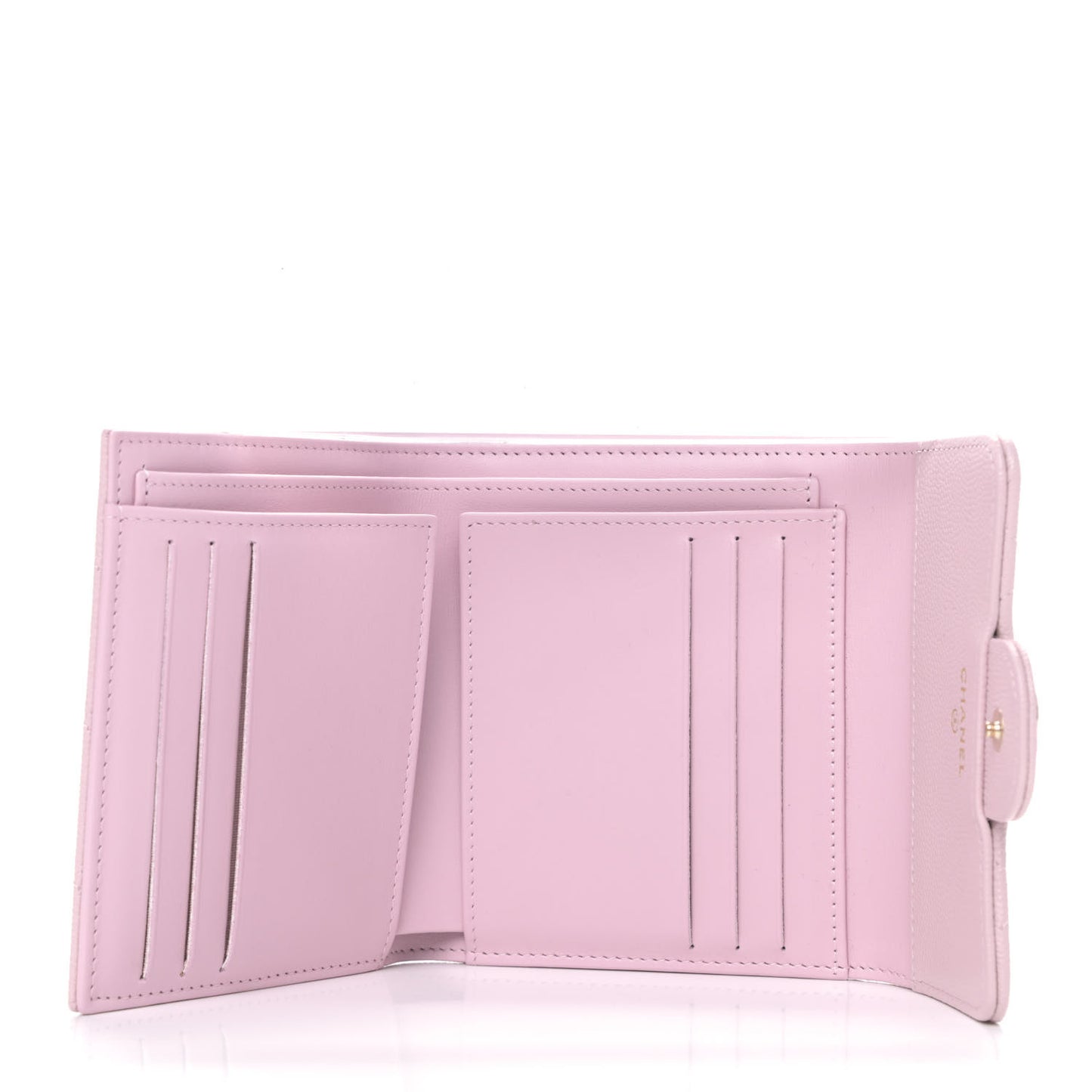 Caviar Quilted Compact Flap Wallet Light Pink