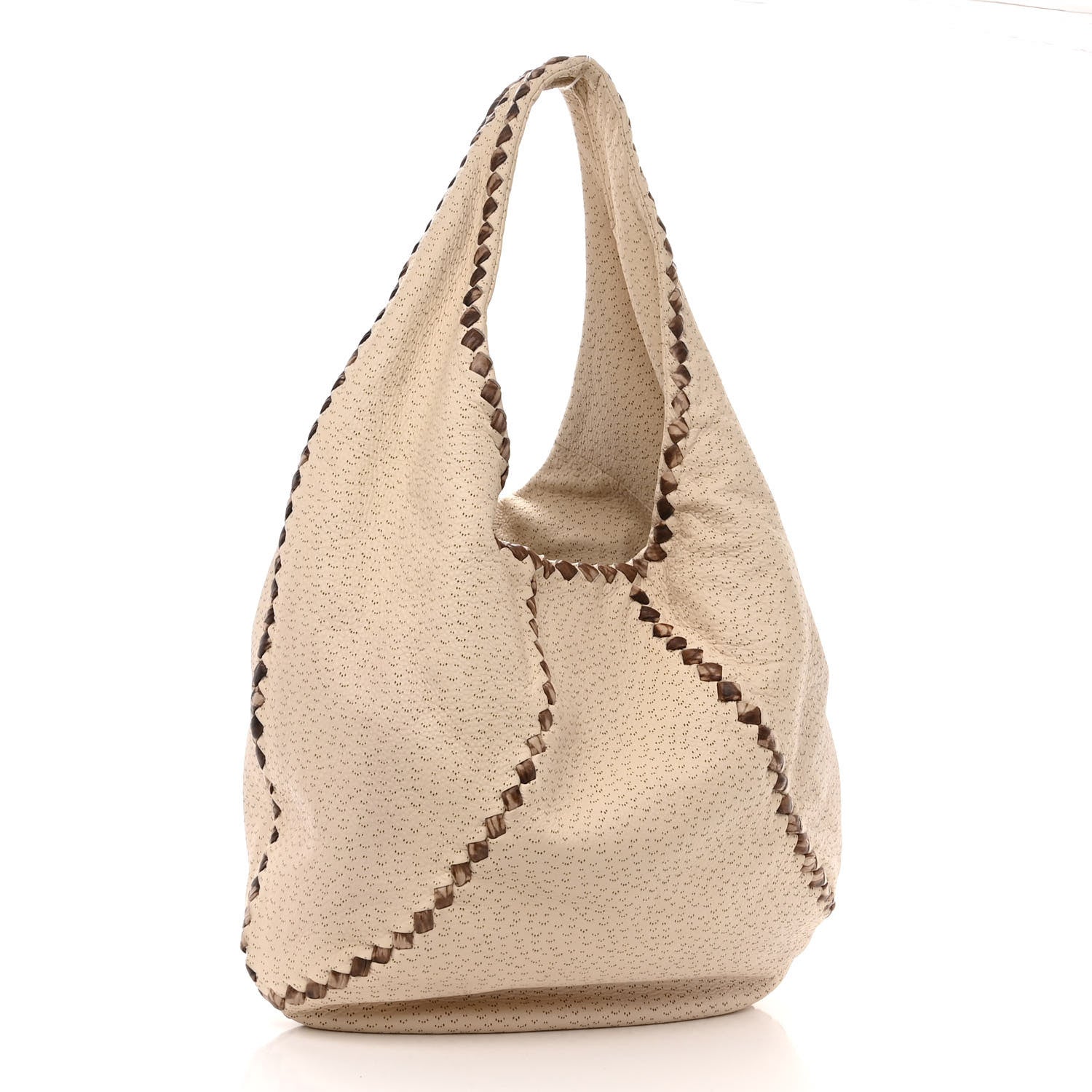 Bottega Veneta Cervo Deerskin Perforated Pekary Hobo Cream 3 of 11