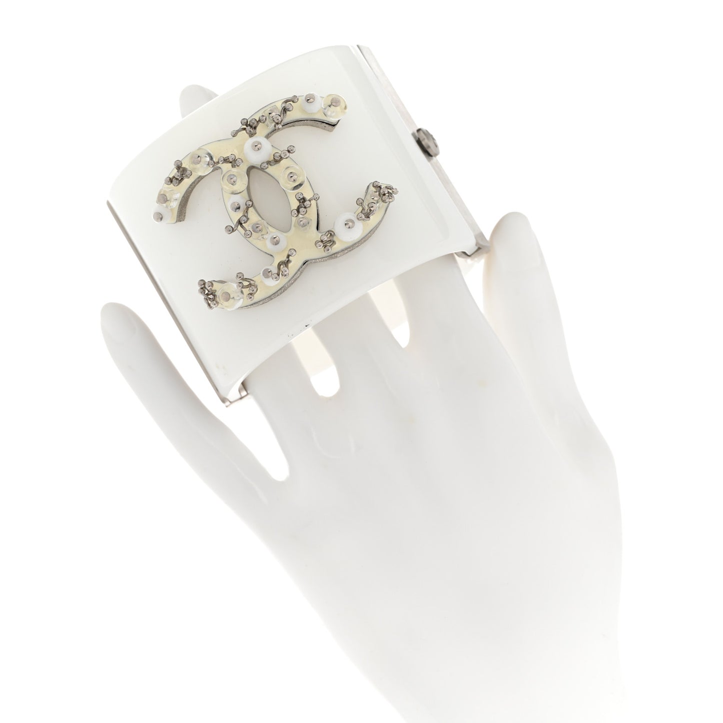 Resin Bead CC Cuff White