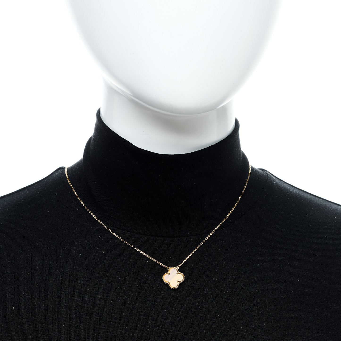 18K Yellow Gold Tiger Eye Vintage Alhambra Pendant Necklace