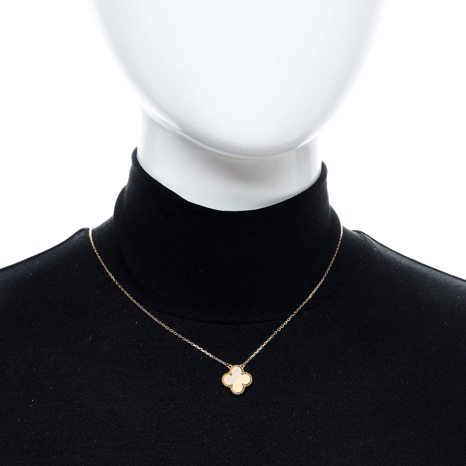 Van Cleef & Arpels 18K Yellow Gold Tiger Eye Vintage Alhambra Pendant Necklace 2 of 6