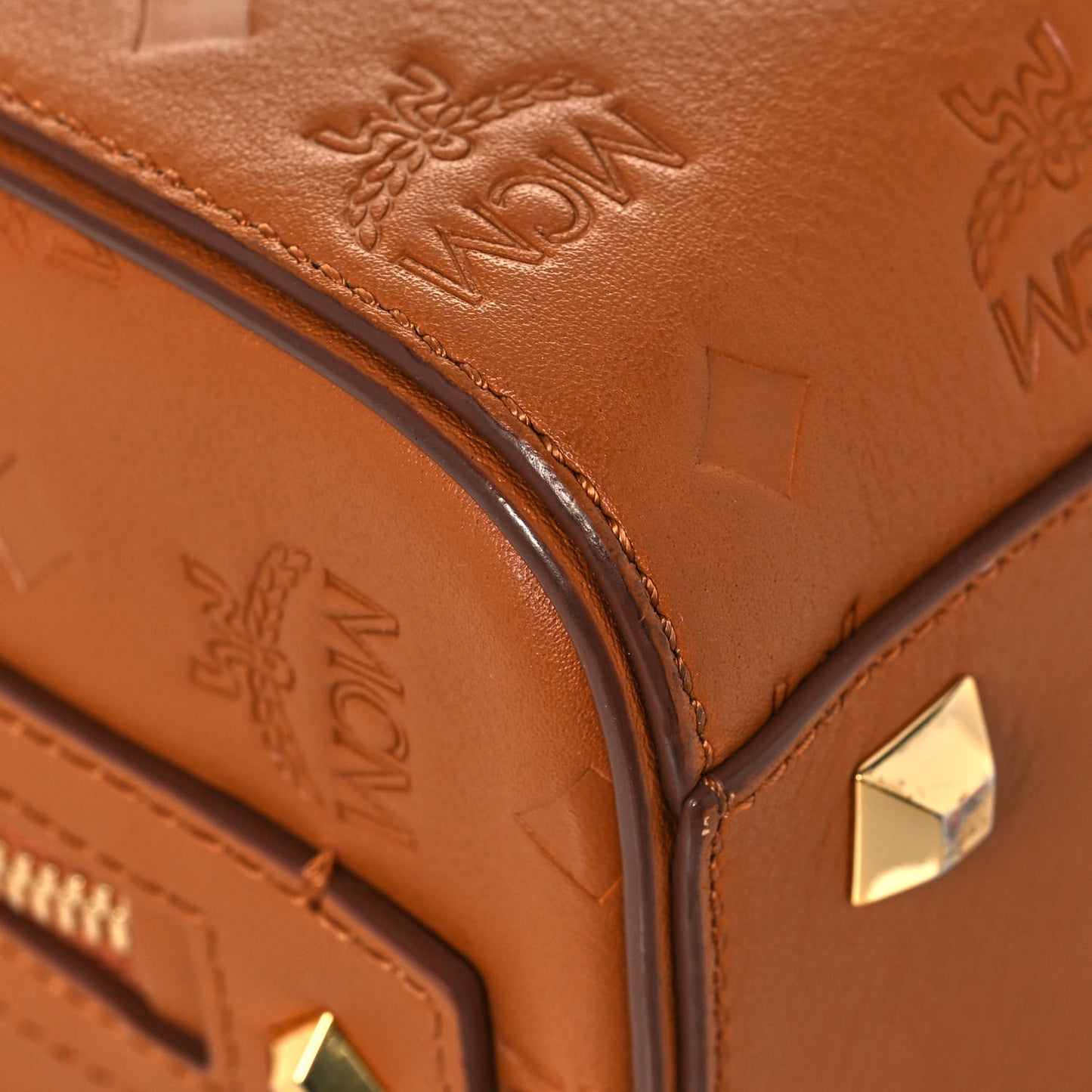 Calfskin Ottomar Monogram Essential Boston Bag Cognac