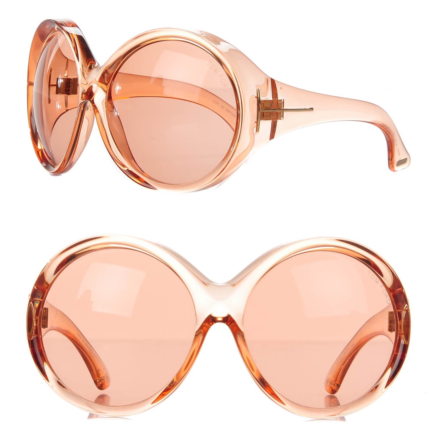 Tom Ford Ali Oversized Round Sunglasses TF0221 Peach Pink 1 of 8
