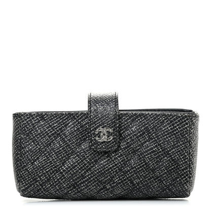 Chanel Glitter Calfskin Quilted Mini Phone Holder Clutch Black 1 of 8