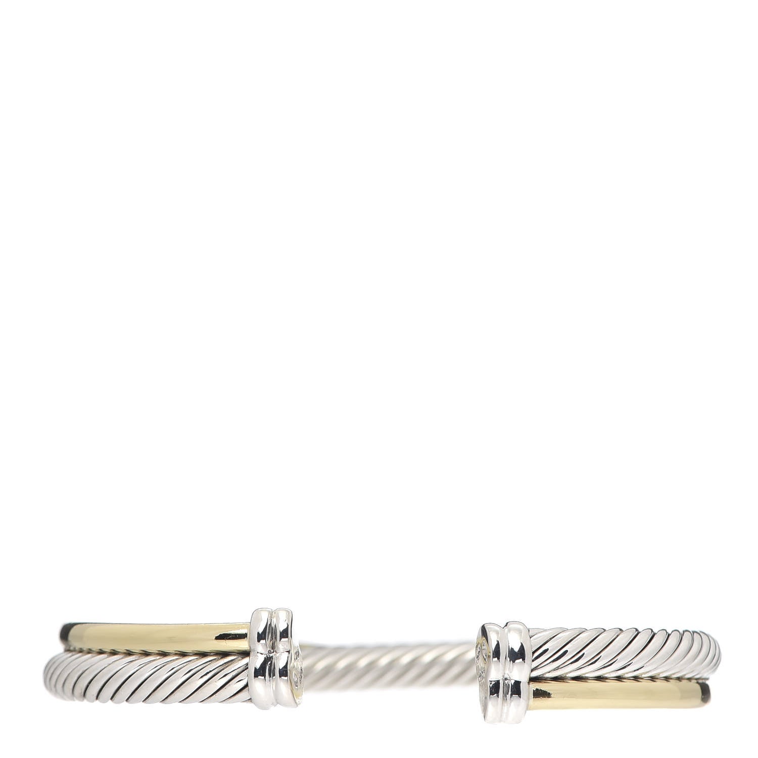 David Yurman Sterling Silver 18K Yellow Gold 5mm Crossover Cuff Bracelet 3 of 5