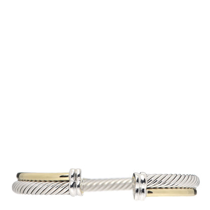 David Yurman Sterling Silver 18K Yellow Gold 5mm Crossover Cuff Bracelet 3 of 5