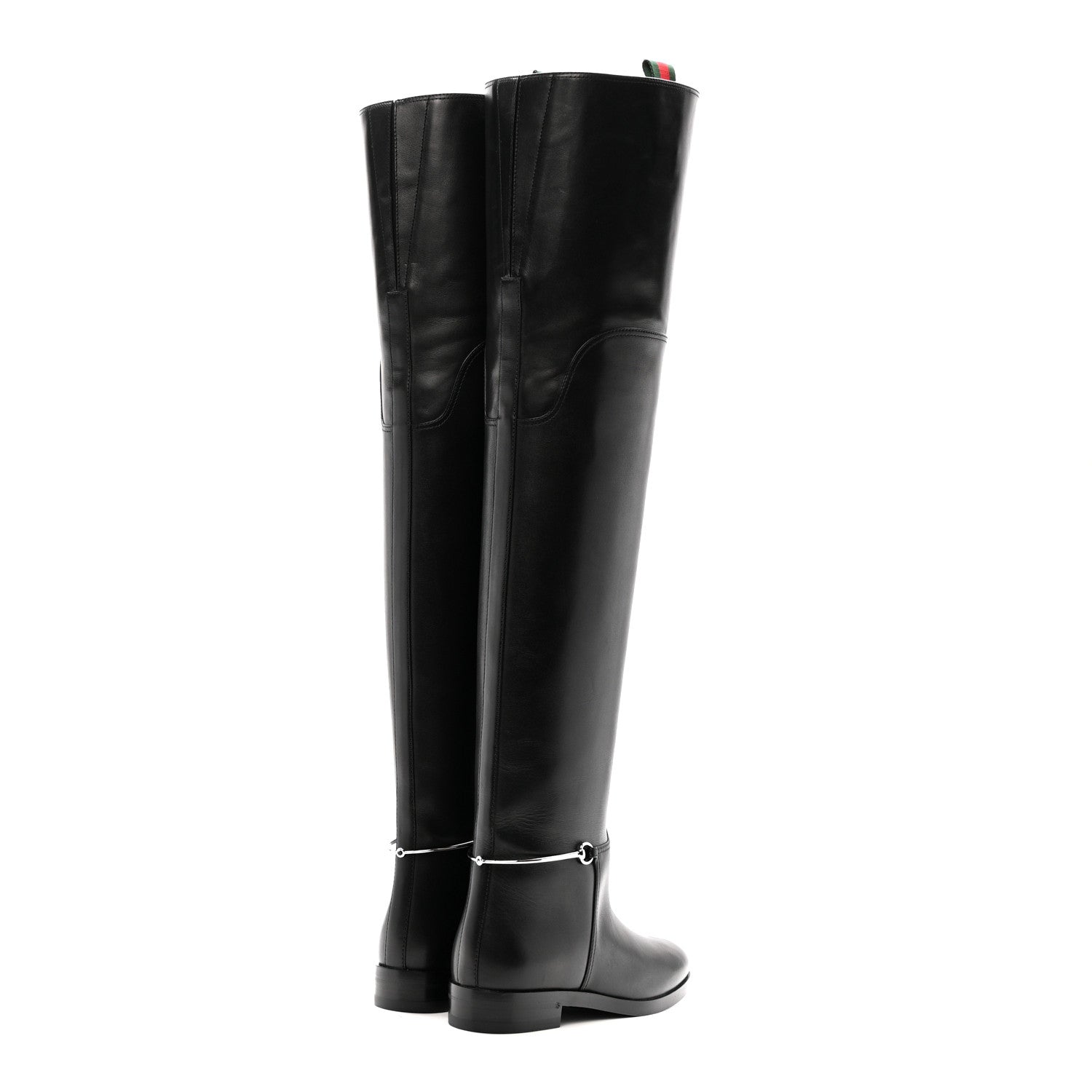 Gucci Calfskin Slim Horsebit Over The Knee High Boots 37 Black 4 of 10