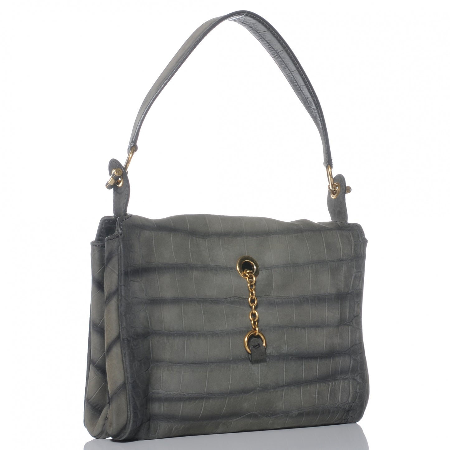 Crocodile Embossed Nubuck Catwalk Bag Grey
