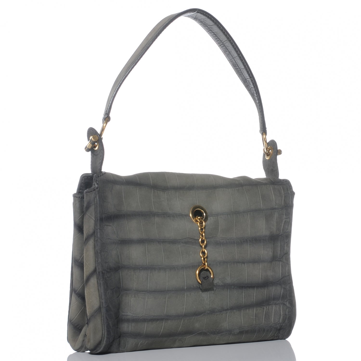 Saint Laurent Crocodile Embossed Nubuck Catwalk Bag Grey 3 of 7