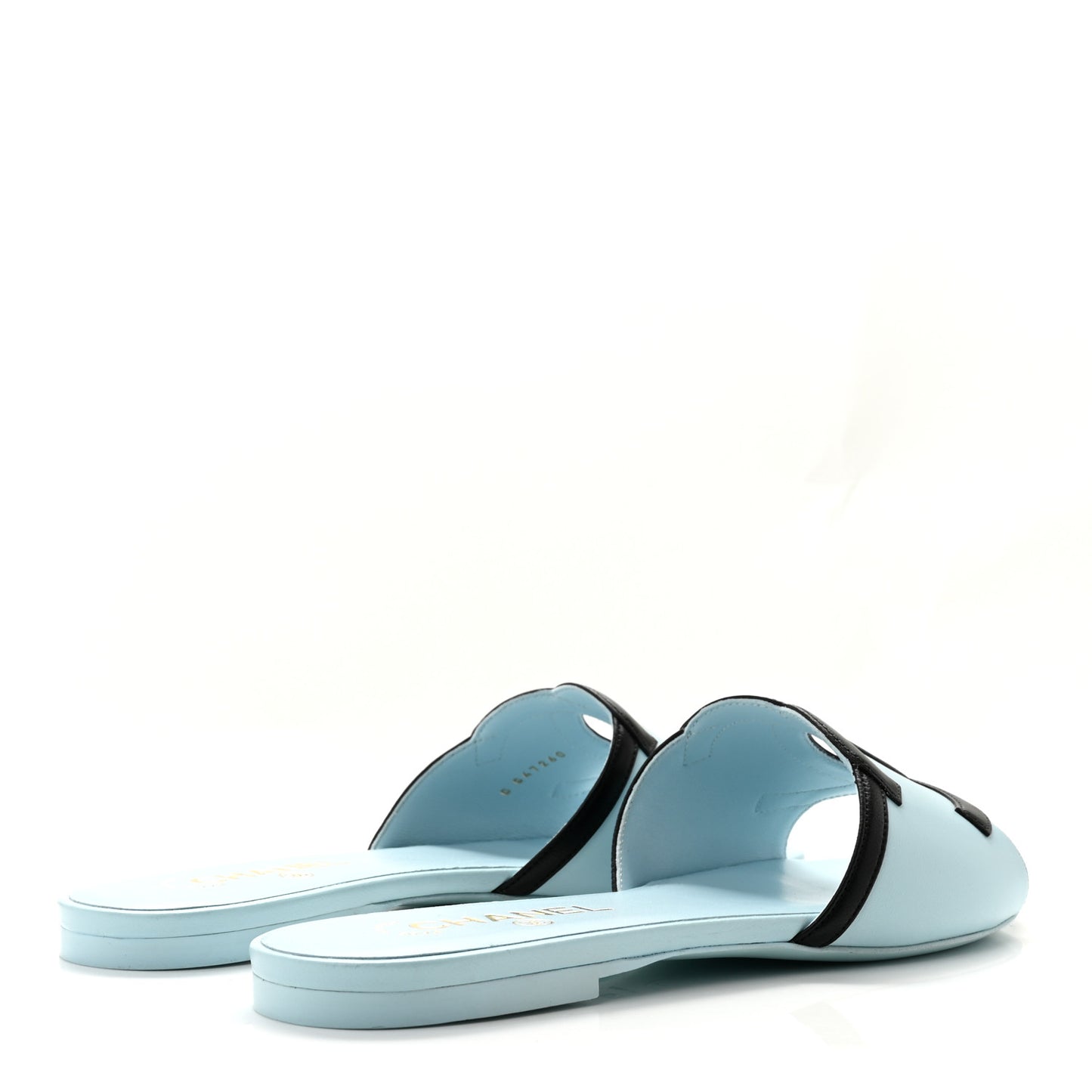 Lambskin CC Cutout Mules 40 Blue Black
