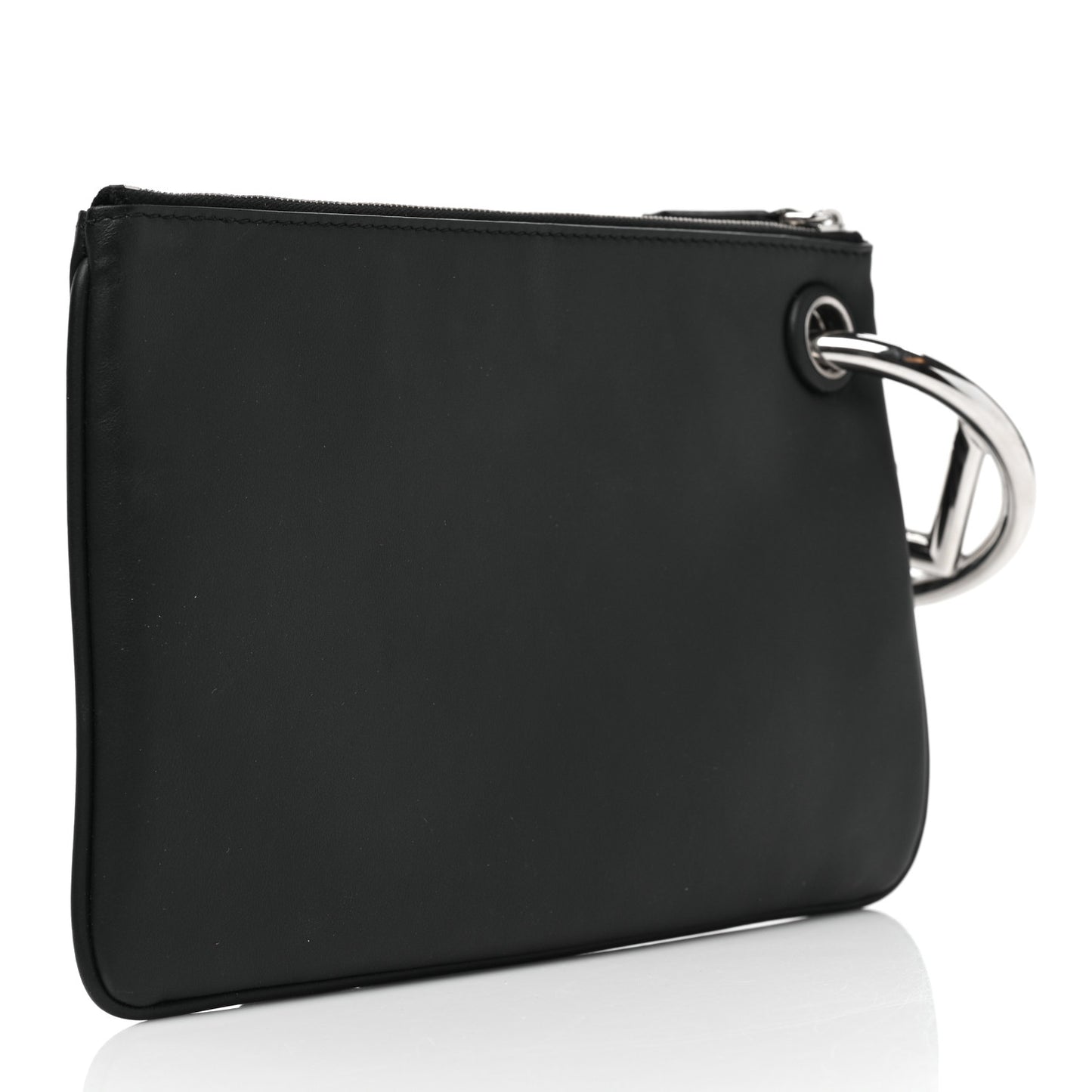 Calfskin Pearl F is Fendi Embellished Triplette Pouch Set Black